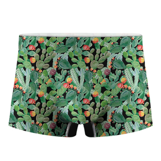 Watercolor Cactus Plant Print Men's Boxer Briefs