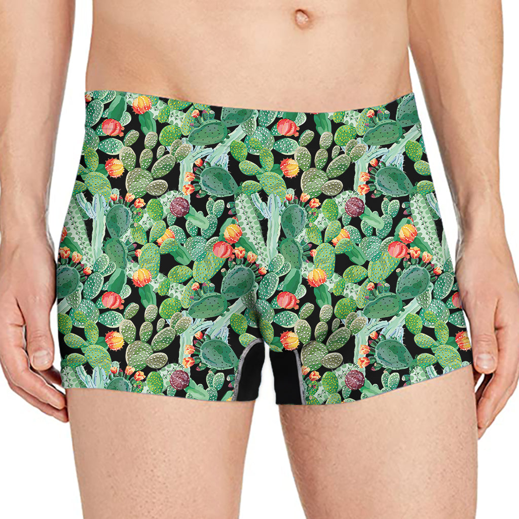 Watercolor Cactus Plant Print Men's Boxer Briefs