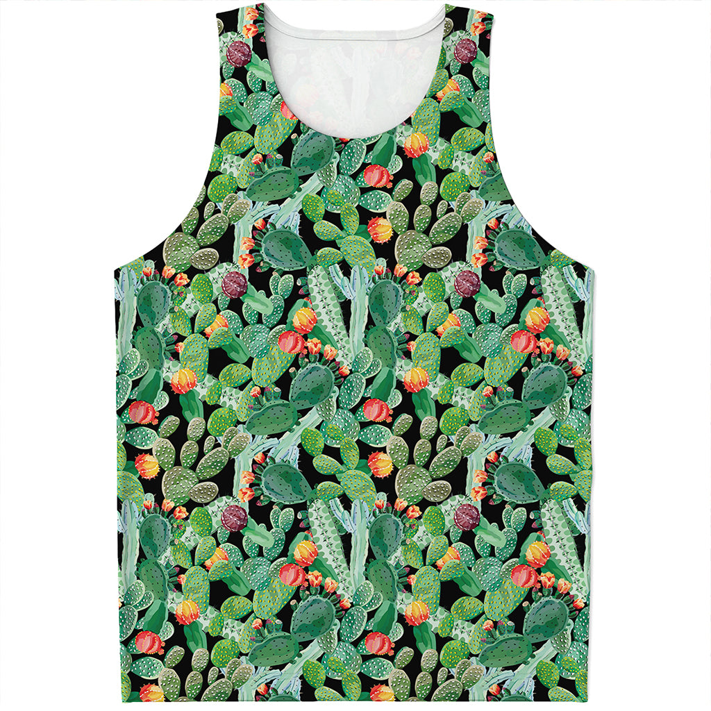 Watercolor Cactus Plant Print Men's Tank Top