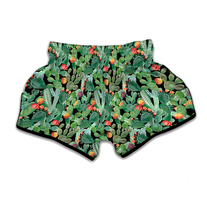 Watercolor Cactus Plant Print Muay Thai Boxing Shorts