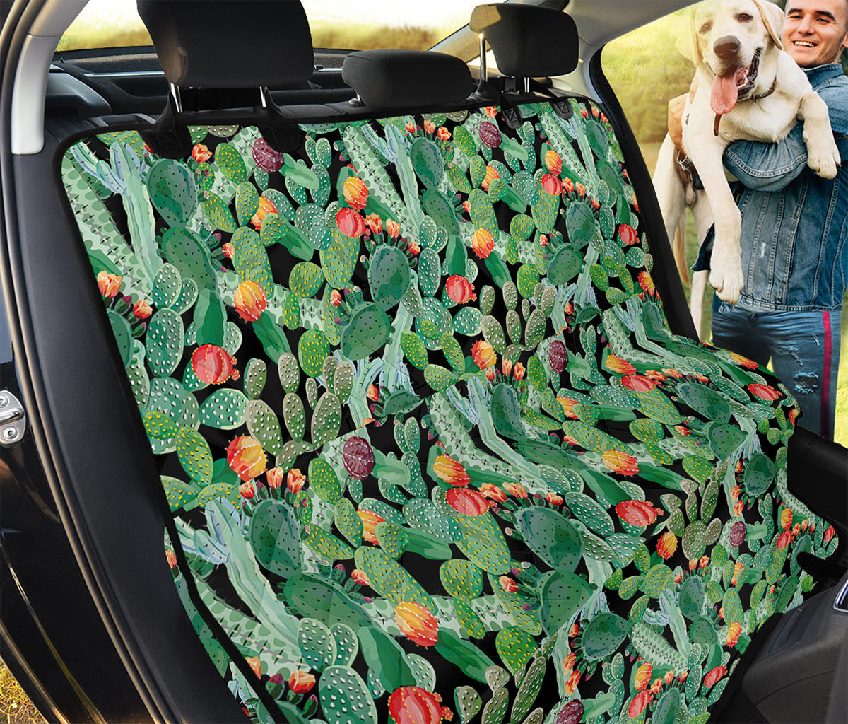 Watercolor Cactus Plant Print Pet Car Back Seat Cover