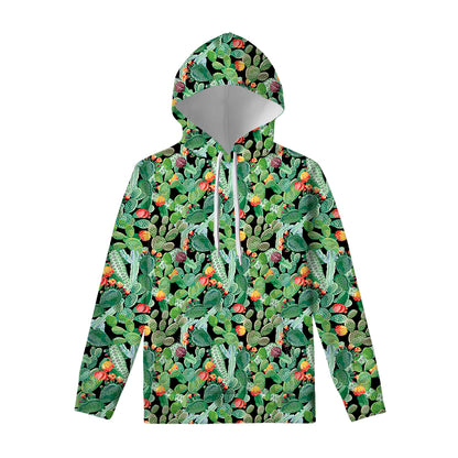 Watercolor Cactus Plant Print Pullover Hoodie