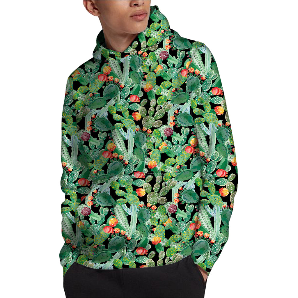 Watercolor Cactus Plant Print Pullover Hoodie