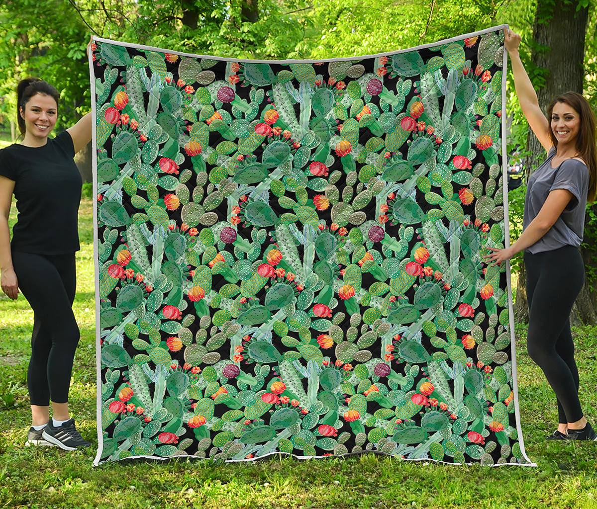 Watercolor Cactus Plant Print Quilt
