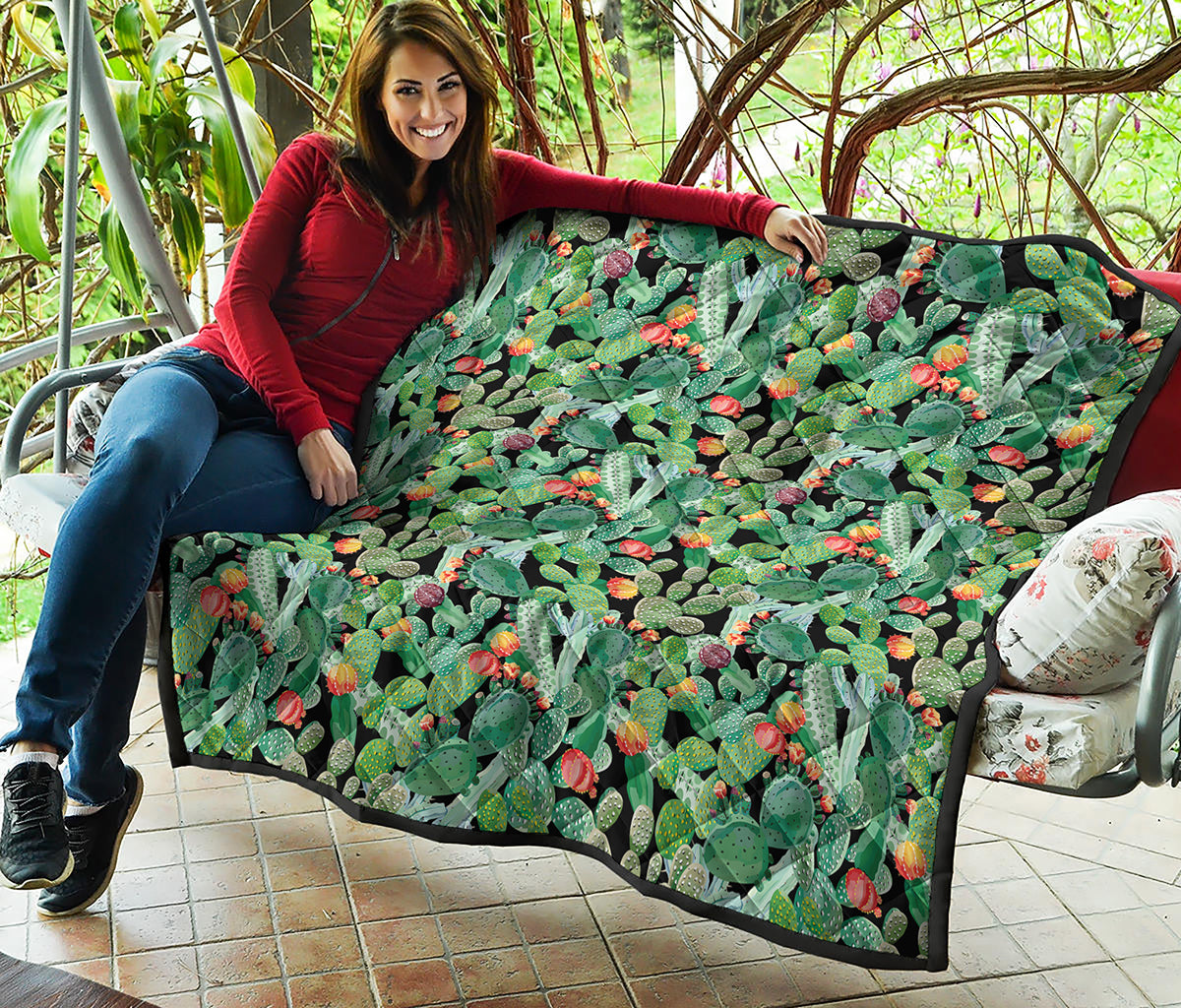 Watercolor Cactus Plant Print Quilt