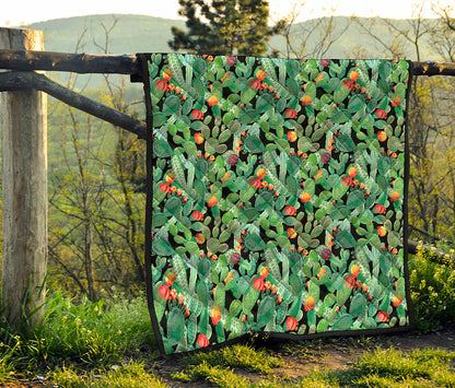 Watercolor Cactus Plant Print Quilt