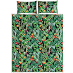 Watercolor Cactus Plant Print Quilt Bed Set