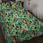 Watercolor Cactus Plant Print Quilt Bed Set