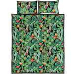 Watercolor Cactus Plant Print Quilt Bed Set