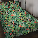 Watercolor Cactus Plant Print Quilt Bed Set