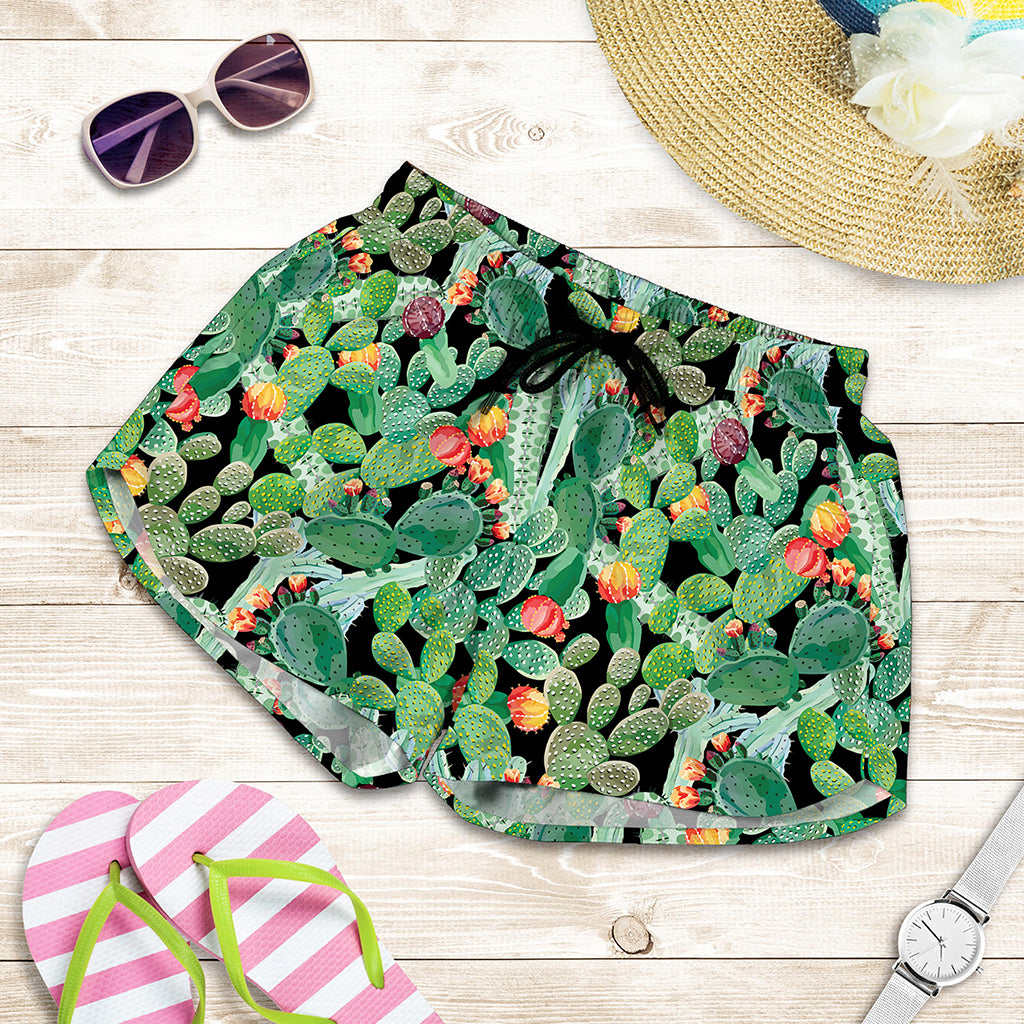 Watercolor Cactus Plant Print Women's Shorts