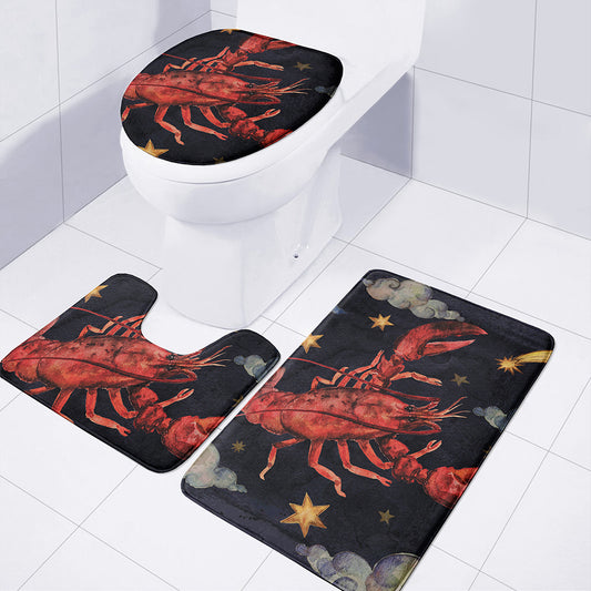Watercolor Cancer Zodiac Sign Print 3 Piece Bath Mat Set