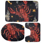 Watercolor Cancer Zodiac Sign Print 3 Piece Bath Mat Set