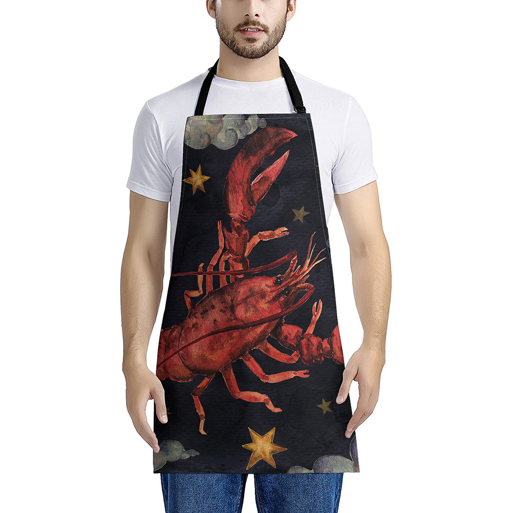 Watercolor Cancer Zodiac Sign Print Apron