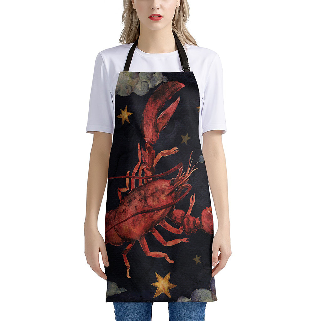 Watercolor Cancer Zodiac Sign Print Apron