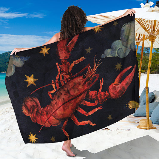 Watercolor Cancer Zodiac Sign Print Beach Sarong Wrap