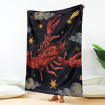 Watercolor Cancer Zodiac Sign Print Blanket