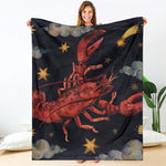 Watercolor Cancer Zodiac Sign Print Blanket