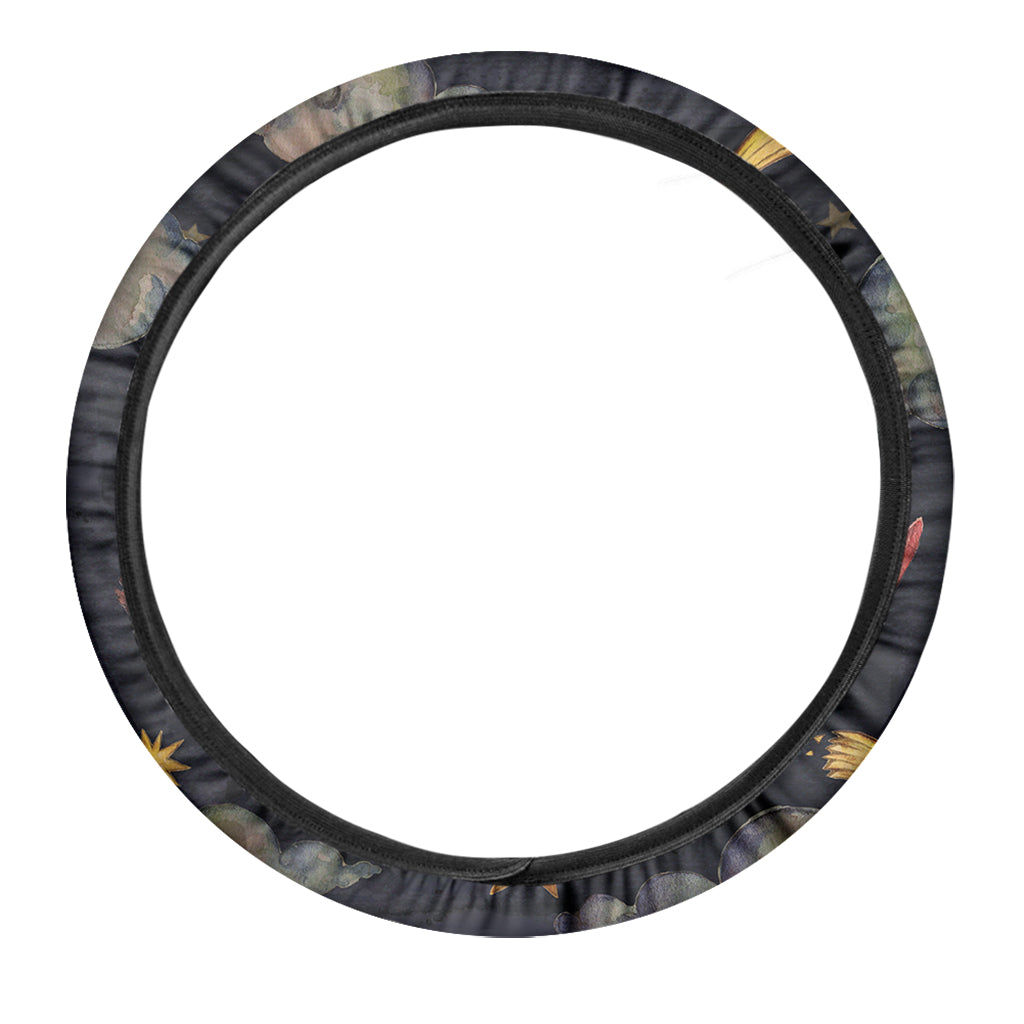 Watercolor Cancer Zodiac Sign Print Car Steering Wheel Cover