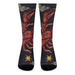 Watercolor Cancer Zodiac Sign Print Crew Socks