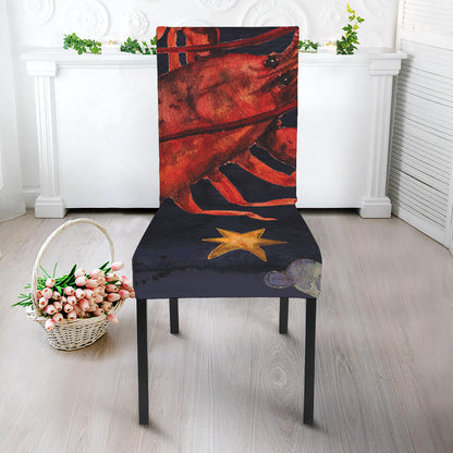 Watercolor Cancer Zodiac Sign Print Dining Chair Slipcover