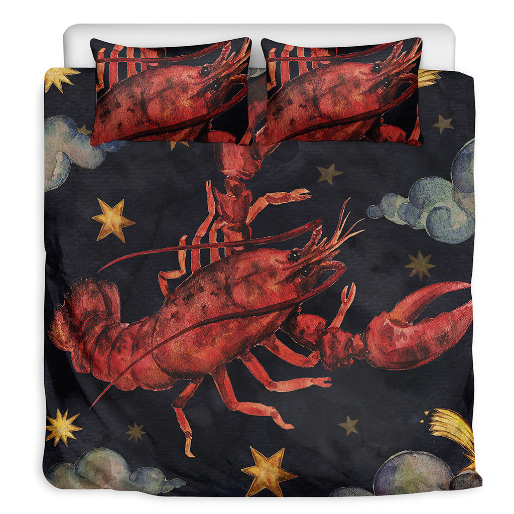 Watercolor Cancer Zodiac Sign Print Duvet Cover Bedding Set