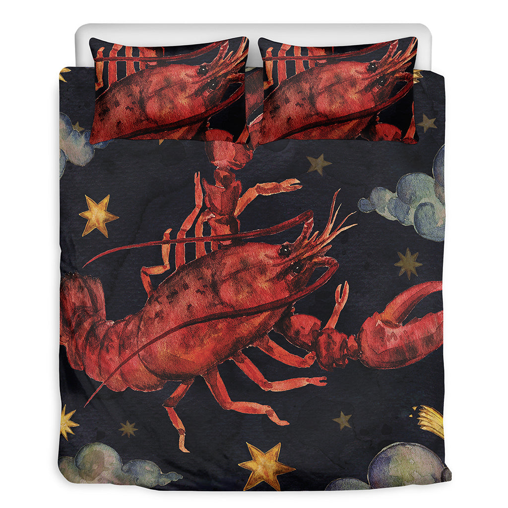 Watercolor Cancer Zodiac Sign Print Duvet Cover Bedding Set