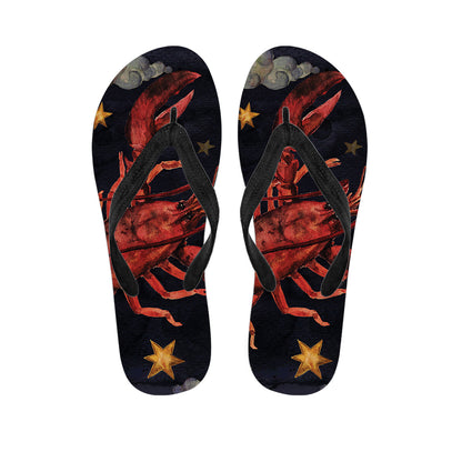 Watercolor Cancer Zodiac Sign Print Flip Flops