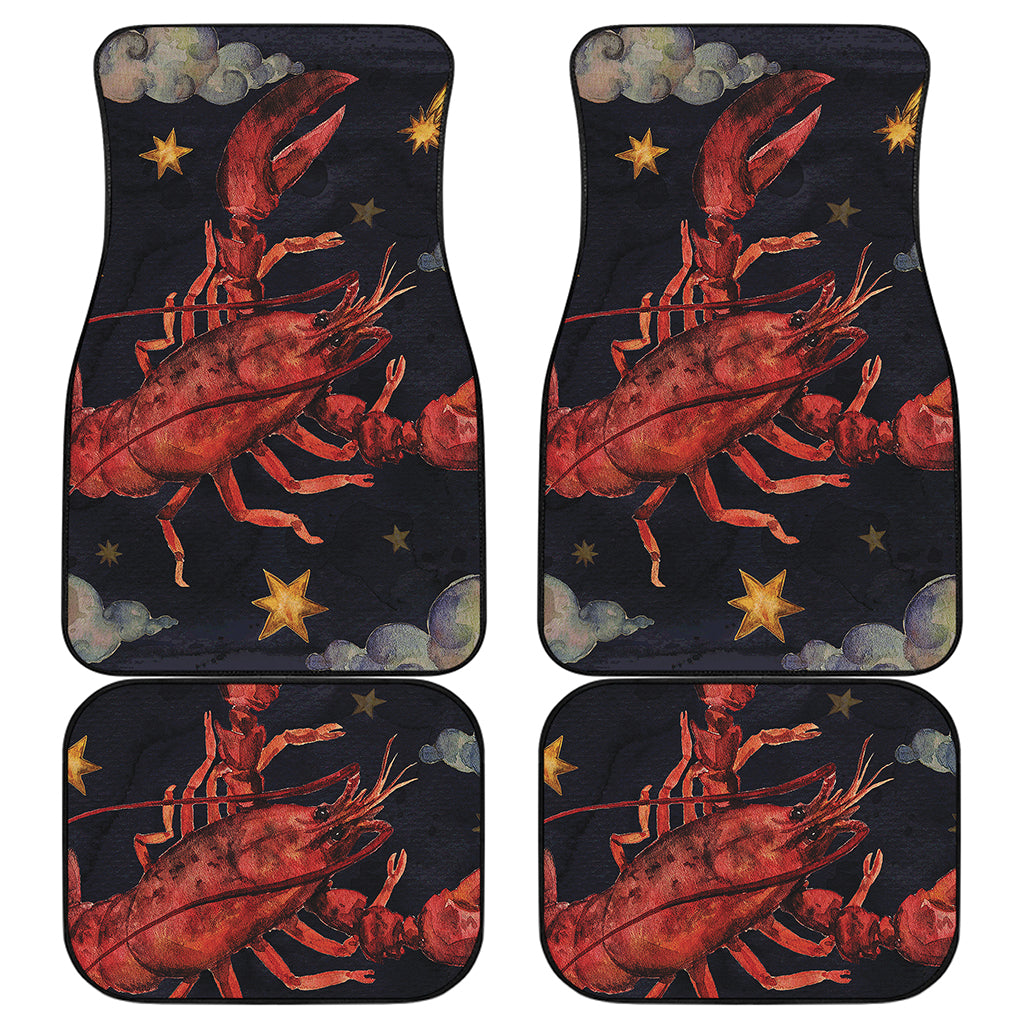 Watercolor Cancer Zodiac Sign Print Front and Back Car Floor Mats