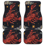 Watercolor Cancer Zodiac Sign Print Front and Back Car Floor Mats