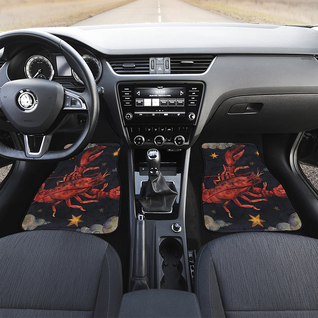 Watercolor Cancer Zodiac Sign Print Front and Back Car Floor Mats