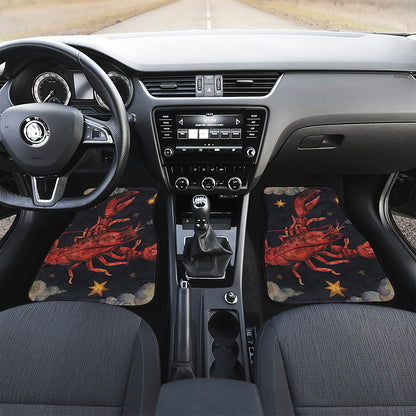 Watercolor Cancer Zodiac Sign Print Front and Back Car Floor Mats