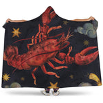 Watercolor Cancer Zodiac Sign Print Hooded Blanket