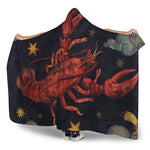 Watercolor Cancer Zodiac Sign Print Hooded Blanket