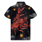 Watercolor Cancer Zodiac Sign Print Men's Short Sleeve Shirt