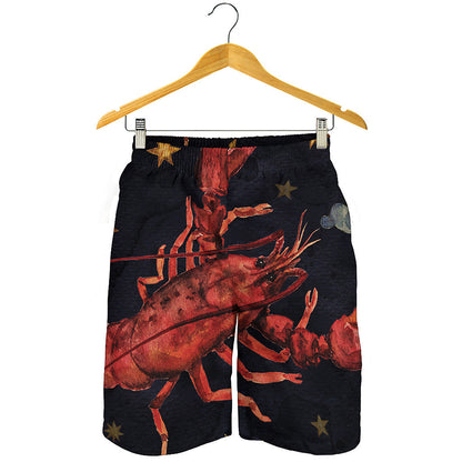 Watercolor Cancer Zodiac Sign Print Men's Shorts