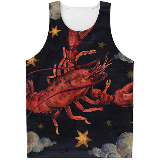 Watercolor Cancer Zodiac Sign Print Men's Tank Top