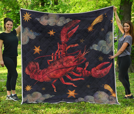Watercolor Cancer Zodiac Sign Print Quilt