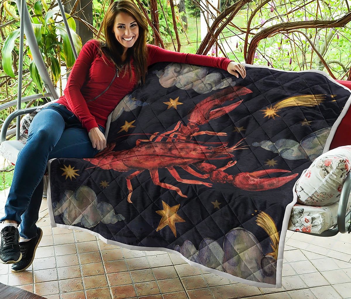 Watercolor Cancer Zodiac Sign Print Quilt