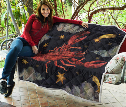 Watercolor Cancer Zodiac Sign Print Quilt