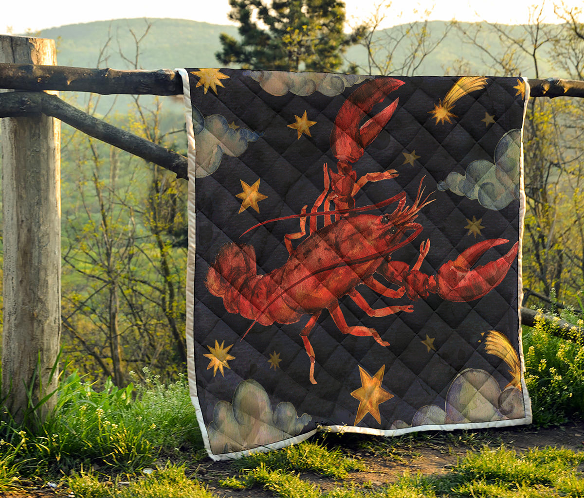 Watercolor Cancer Zodiac Sign Print Quilt