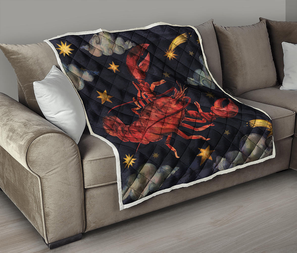 Watercolor Cancer Zodiac Sign Print Quilt