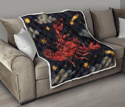 Watercolor Cancer Zodiac Sign Print Quilt