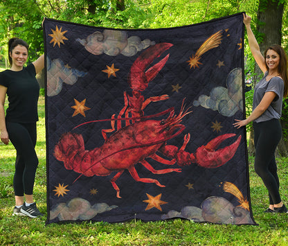 Watercolor Cancer Zodiac Sign Print Quilt