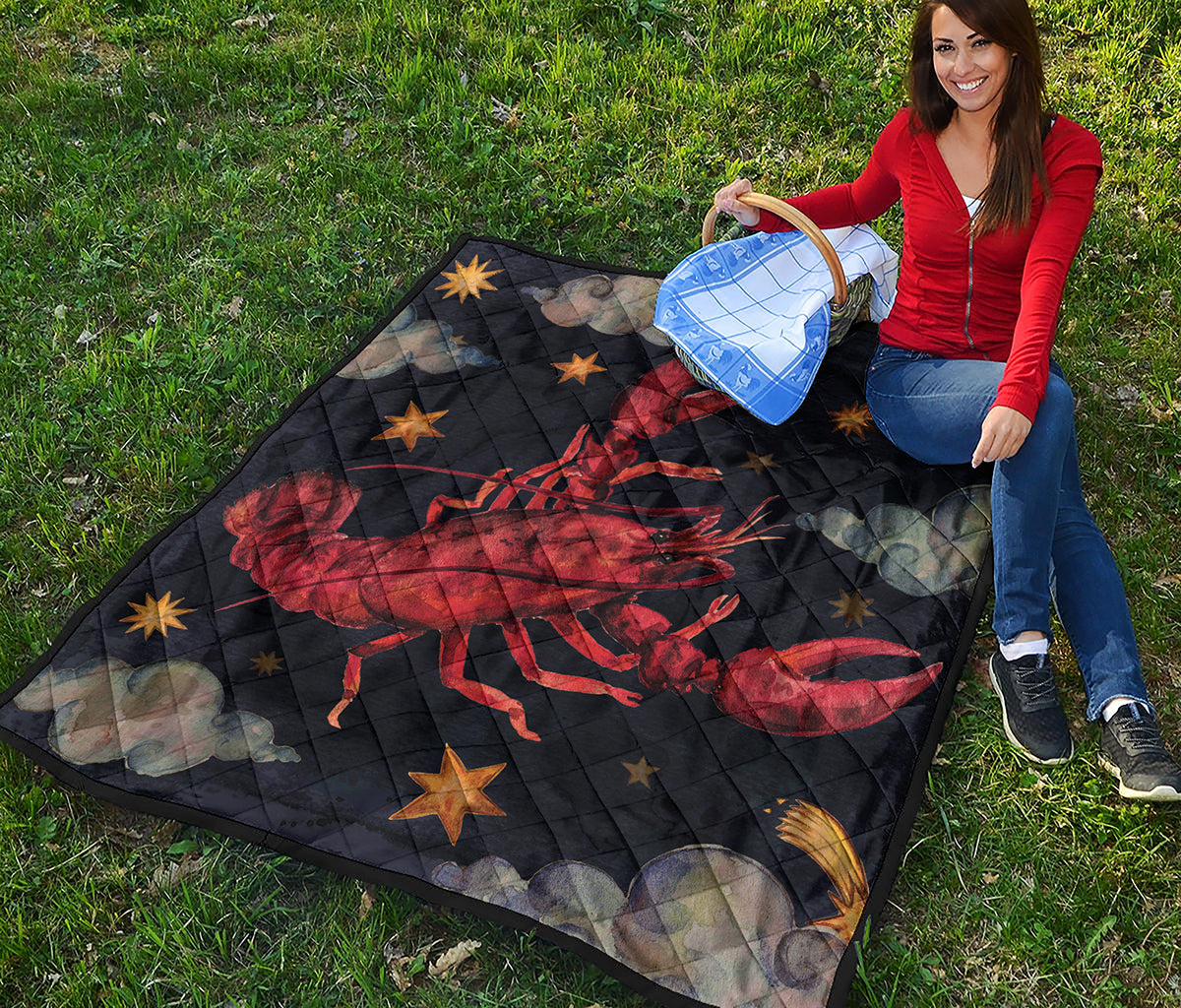 Watercolor Cancer Zodiac Sign Print Quilt