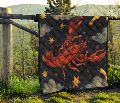 Watercolor Cancer Zodiac Sign Print Quilt