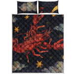 Watercolor Cancer Zodiac Sign Print Quilt Bed Set