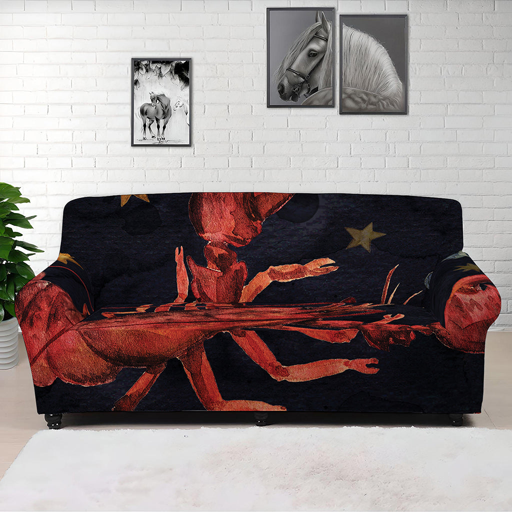 Watercolor Cancer Zodiac Sign Print Sofa Cover