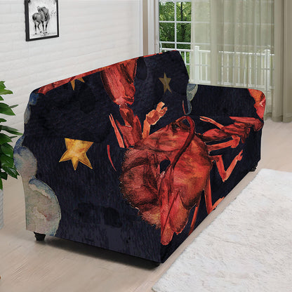 Watercolor Cancer Zodiac Sign Print Sofa Cover