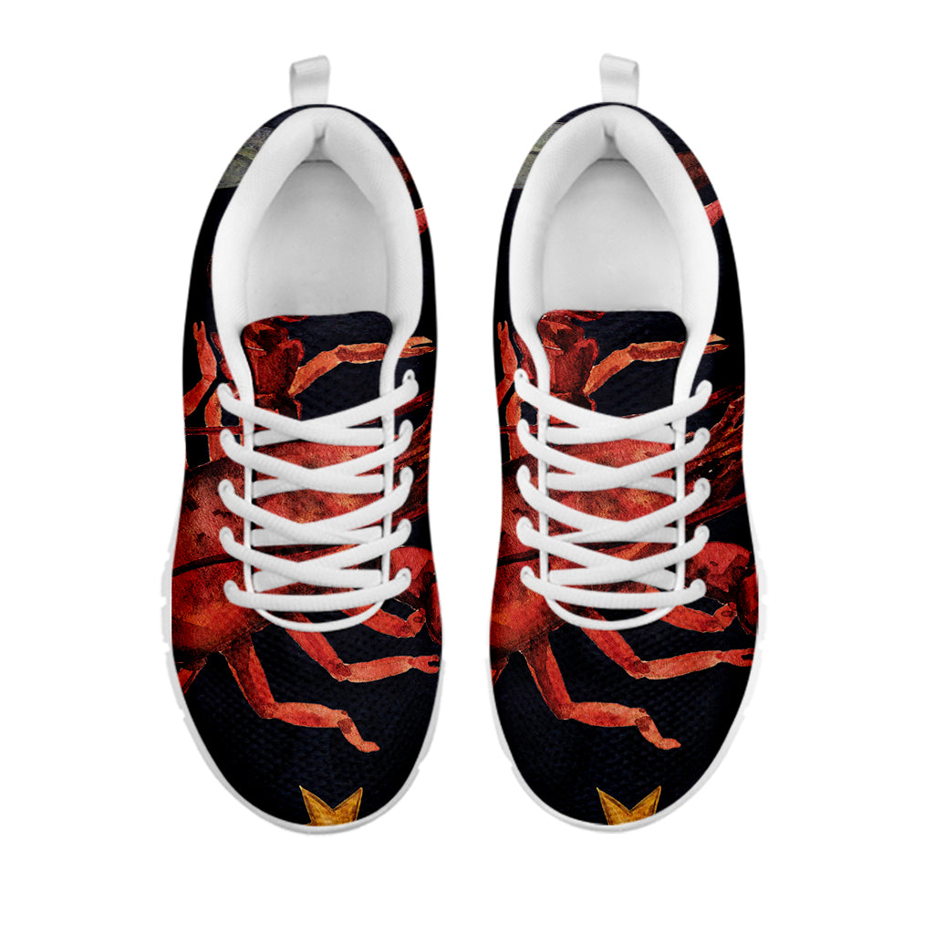 Watercolor Cancer Zodiac Sign Print White Sneakers